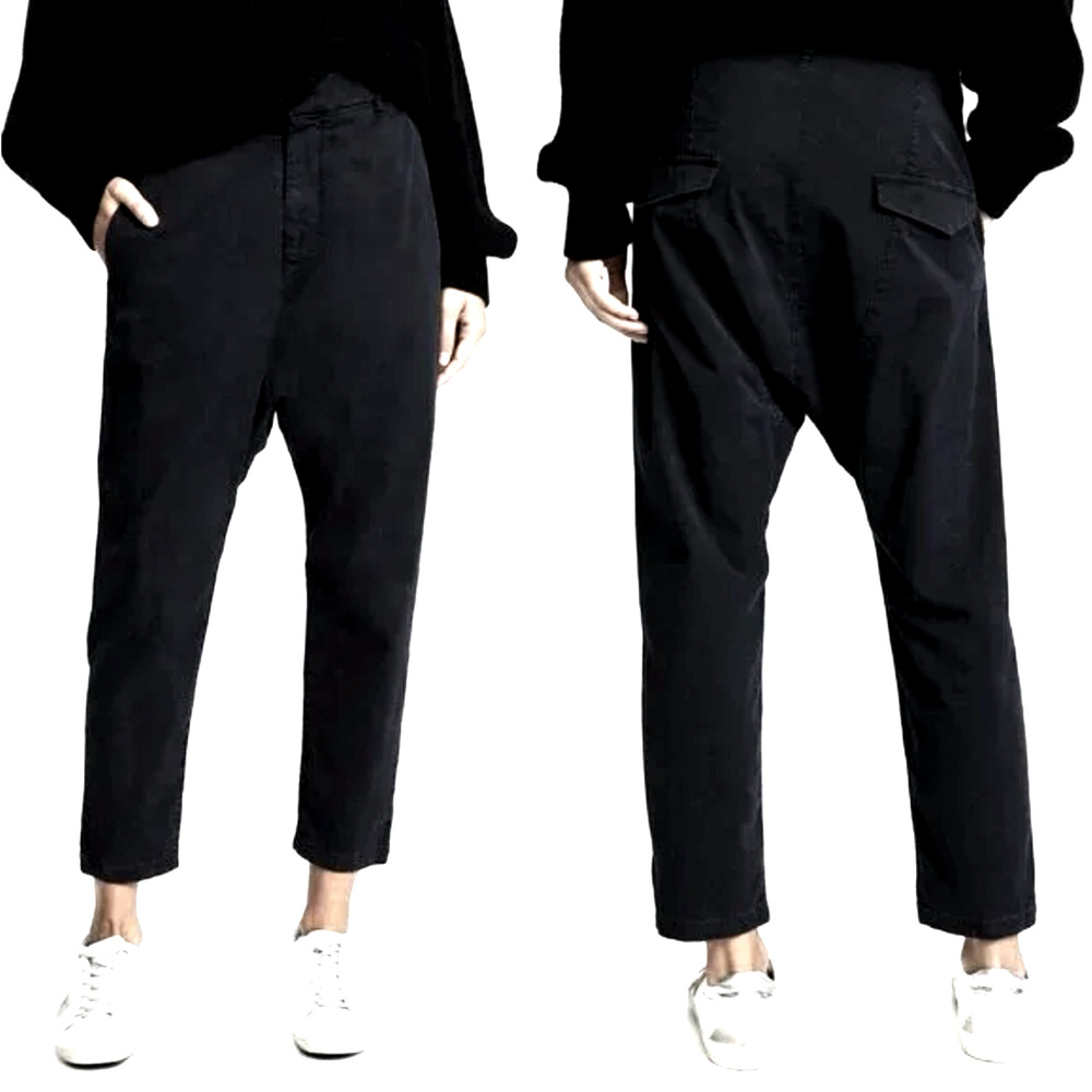 Nili Lotan Slouchy Paris Pants Dropped Crotch Washed Black 8
